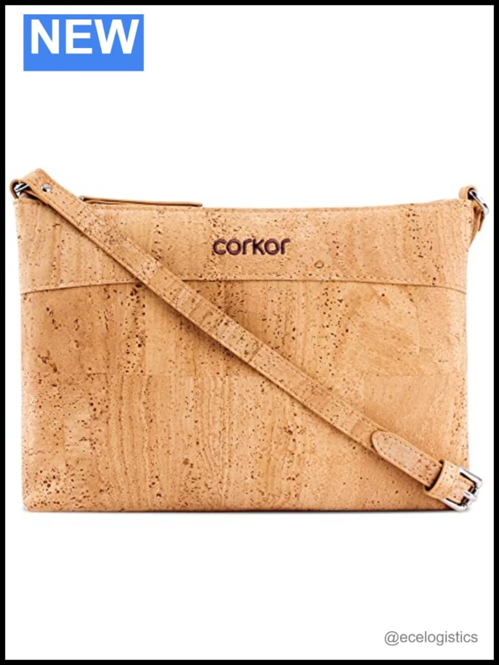 Vegan Cork Crossbody Bag Women Adjustable Strap Purse Handbag Non-Leather